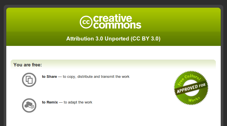 Attribution license. Creative Commons «Attribution-SHAREALIKE». Creative Commons «Attribution-SHAREALIKE» (cc by-sa 3.0):. Лицензии Creative Commons «Attribution-SHAREALIKE». Лицензии Creative Commons «Attribution-SHAREALIKE» (cc by-sa 3.0).