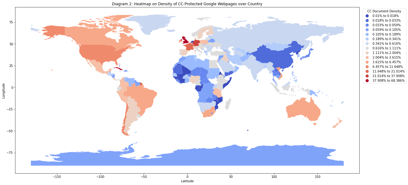 Heatmap on density of CC-licensed Google indexed webpages over country